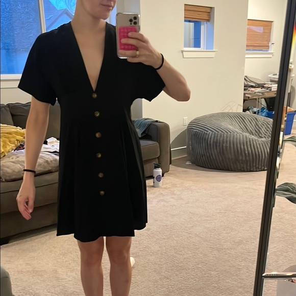 SHEIN Black Flutter Sleeve Wrap Mini Dress - Picture 1 of 4
